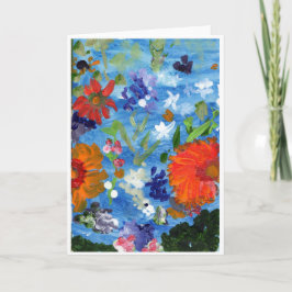 Cartão Flowers on Blue Background note card