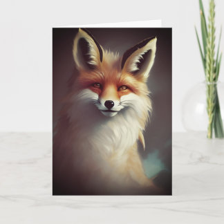Cartão Fluffy Fantasy Red Fox Watercolor
