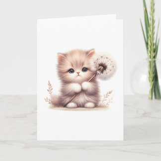 Cartão Fluffy Kitten com Dandelion - Saudação de Vazio Bo