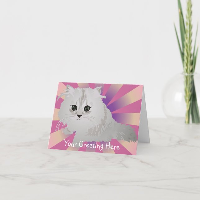 Cartão Fluffy Kitten Greeting Card (Frente)