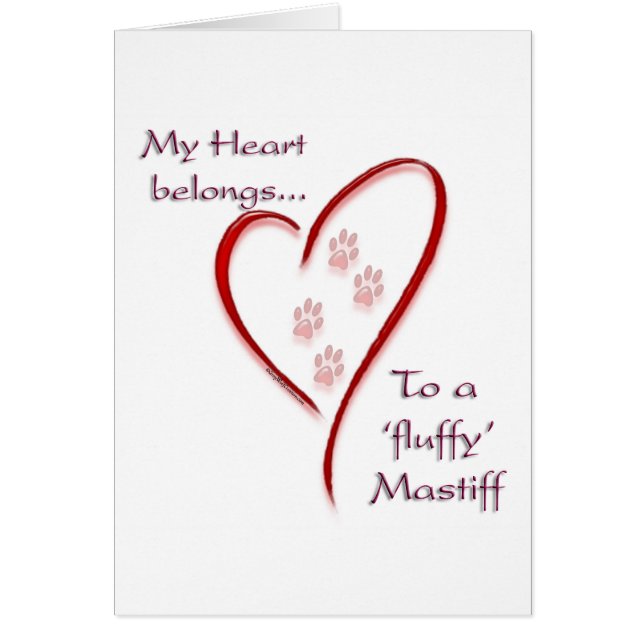 Cartão Fluffy Mastiff Hearts Pertence (Frente)