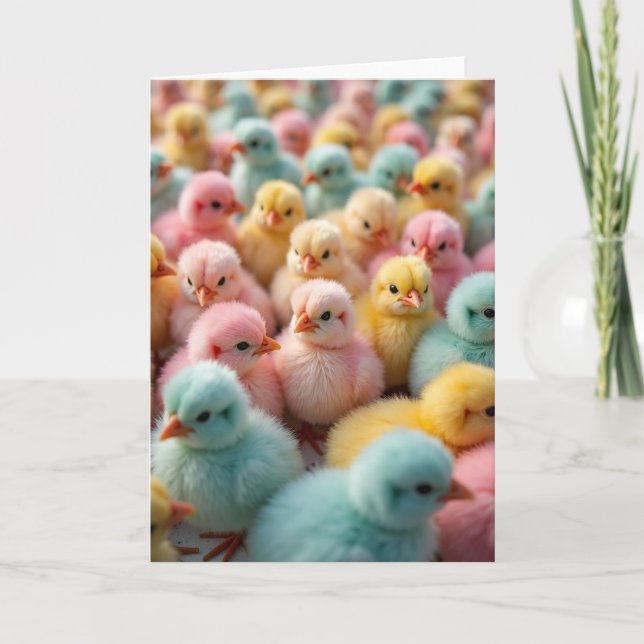 Cartão Fluffy Pastel Chicks Photo Card (Frente)
