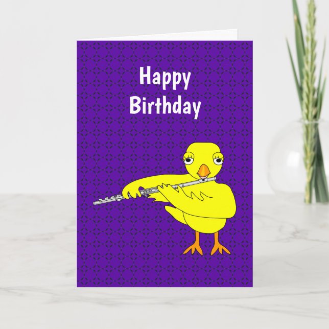 Cartão Flute Chick Birthday (Frente)