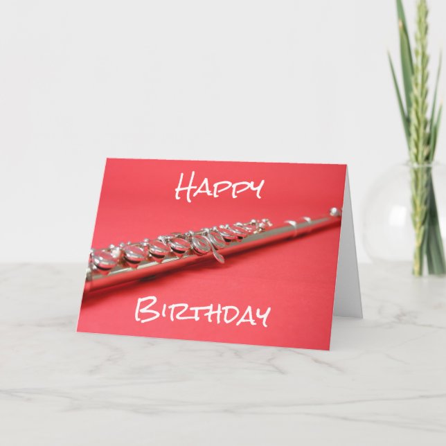 Cartão Flute classical music instrument birthday (Frente)