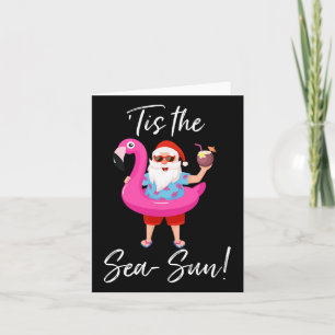 Cartão Flutuador de Flamingo do Papai Noel É o Natal ao S