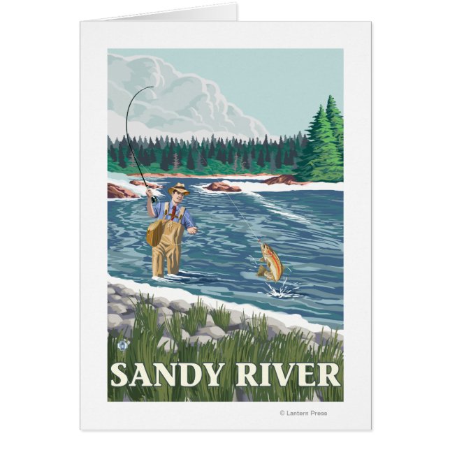 Cartão Fly Fish man - Sandy River, Oregon (Frente)