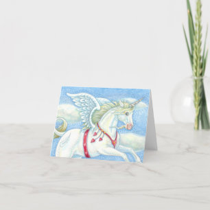Cartão FLYING HEARTS UNICORN, PEGASUS NOTE CARD Blank
