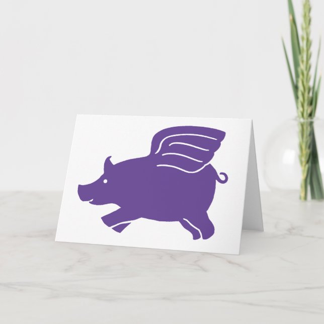 Cartão Flying Pig  -  Purple (Frente)