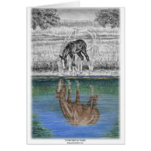 Cartão Foal Water Reflection of Horse