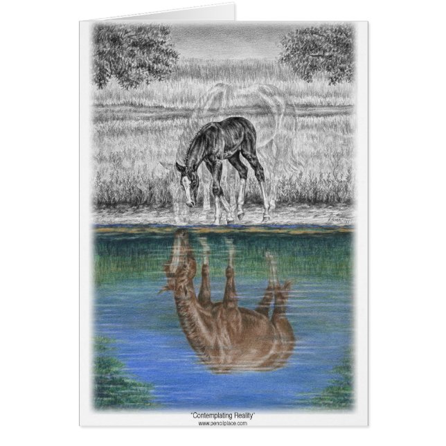 Cartão Foal Water Reflection of Horse (Frente)