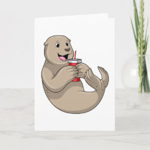 Cartão Foca com Caneca com Canudo