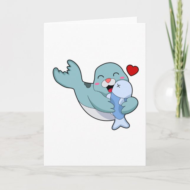 Cartão Foca com Peixe (Frente)