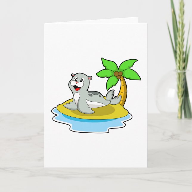 Cartão Foca na Ilha (Frente)