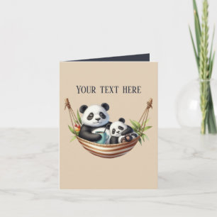 Cartão Fofa Mamãe ursinhos panda bebês adicionar texto