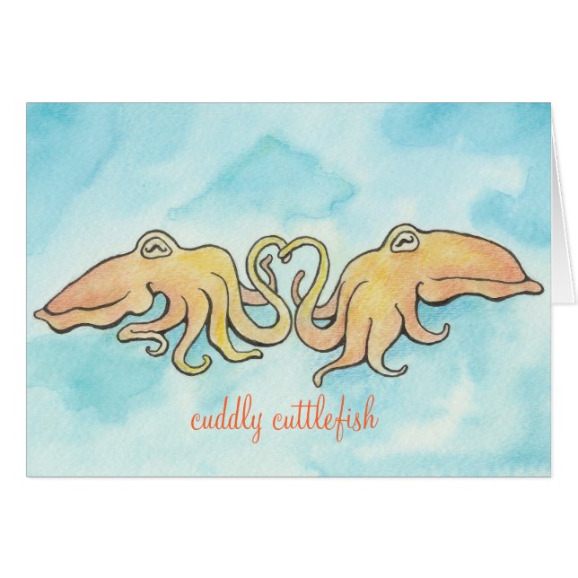 Cartão Fofinho Cuttlefish Love (Frente Horizontal)