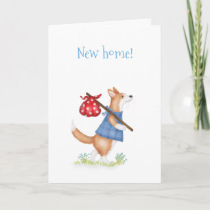 Cartão fofo de mudança de casa do corgi