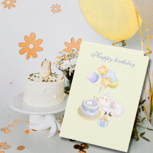 Cartão Fofo design de aniversário caprichoso e Pastel com