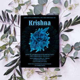 Cartão fofo do Krishna para aniversário - arte de 