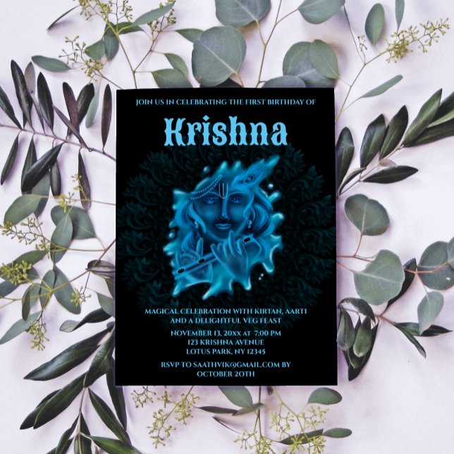 Cartão fofo do Krishna para aniversário - arte de  (Criador carregado)