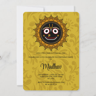 Cartão fofo do Krishna para aniversário - Arte de 