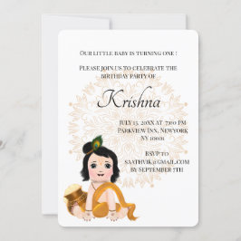 Cartão fofo do Krishna para aniversário - Bebê Kri
