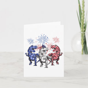 Cartão Fogo De Dinossauro Vermelho Azul T Rex 4 De Julho