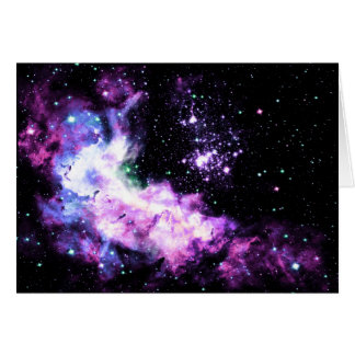 Cartão Fogos Celestiais Rosa Violeta Verde-água