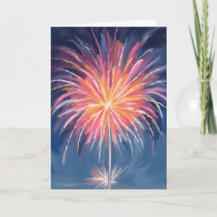 Cartão Fogos de Ano Novo Feliz   Aquarela