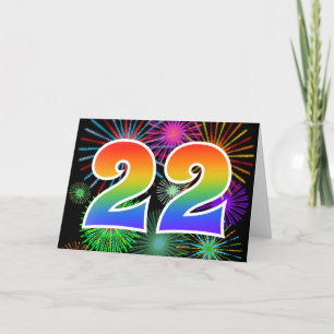 Cartão Fogos de artifício coloridos + Padrão "22" do Rain