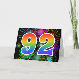 Cartão Fogos de artifício coloridos + Padrão "92" do ar
