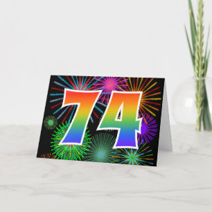 Cartão Fogos de artifício coloridos + Padrão arco-íris