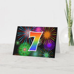 Cartão Fogos de Artifício Coloridos + Padrão de Arco-íris