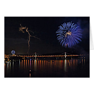 Cartão Fogos-de-artifício com relâmpago