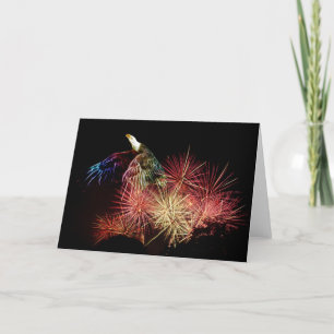 Cartão Fogos de artifício da águia voadora