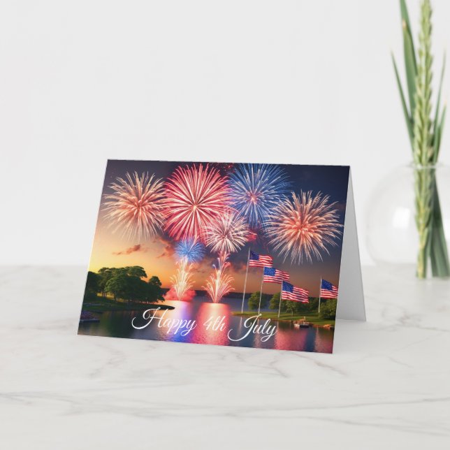 Cartão Fogos de Artifício de 4 de Julho (Frente)