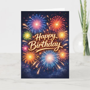 Cartão Fogos de Artifício de Aniversário Épicos & Desejos