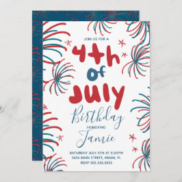 Cartão Fogos de artifício dia 4 de julho Estrelas CHURRAS