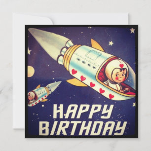 Cartão Foguete de aniversário de um rapaz