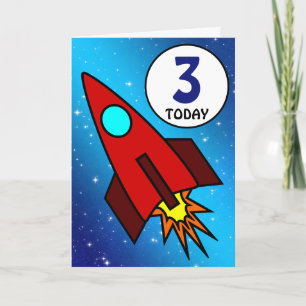 Cartão Foguete de Aniversário Numerado