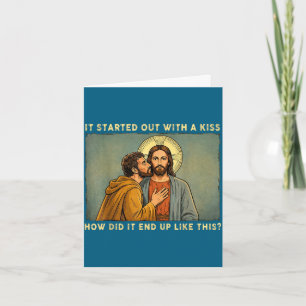 Cartão Foi apenas um beijo jesus & judas meme engraçado