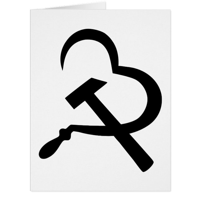Cartão Foice e Martelo, Coração, Amor, Comunismo (Frente)