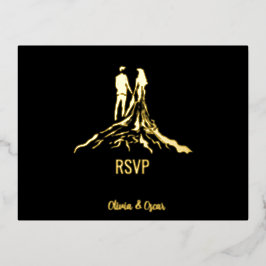 cartão Foil rsvp do casamento real