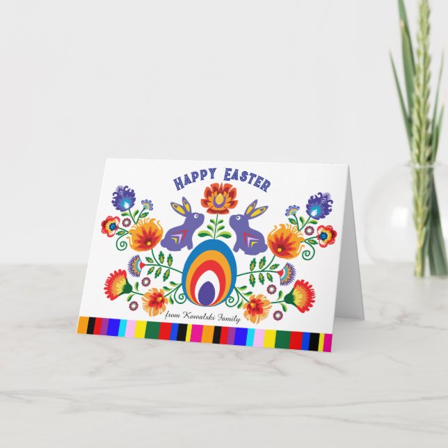 Cartão 🐰 🐇 Folclore Páscoa com 2 coelhos, (Frente)