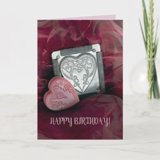 Cartão Fold Pink Greeting Card BIRTHDAY hearts add name!