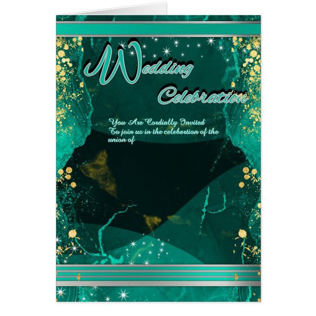 Cartão Folded Green & Gold Marble Card (Frente)