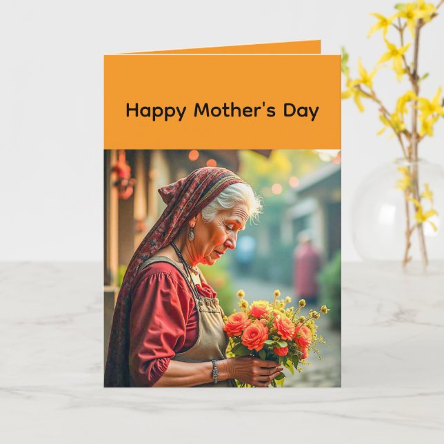 Cartão Folded Greeting Card for Mother's day (Flor Amarela)