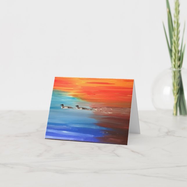 Cartão Folded Greeting Card with picture of Loons (Frente)