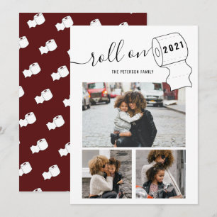 Cartão Folga engraçada de Ano Novo em papel higiênico 3 f