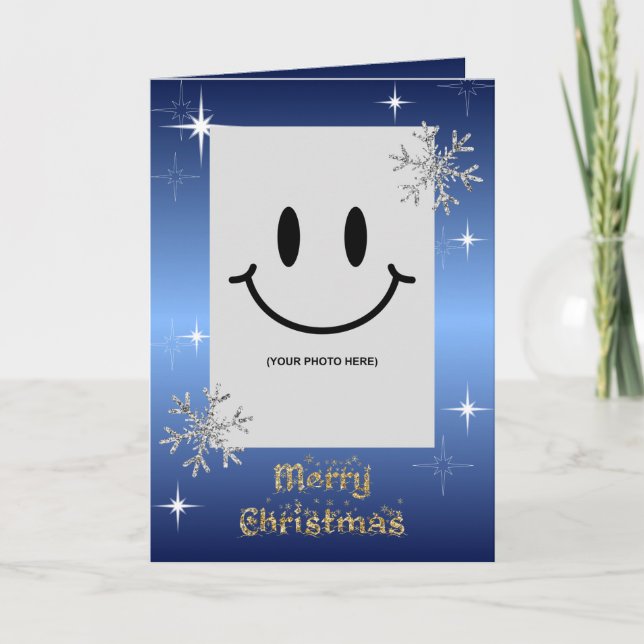 Cartão Folha de Foto de Natal Simples Elegante (Frente)