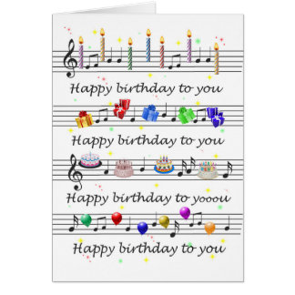 Cartão Folha de Música Feliz de Aniversário Engraçado